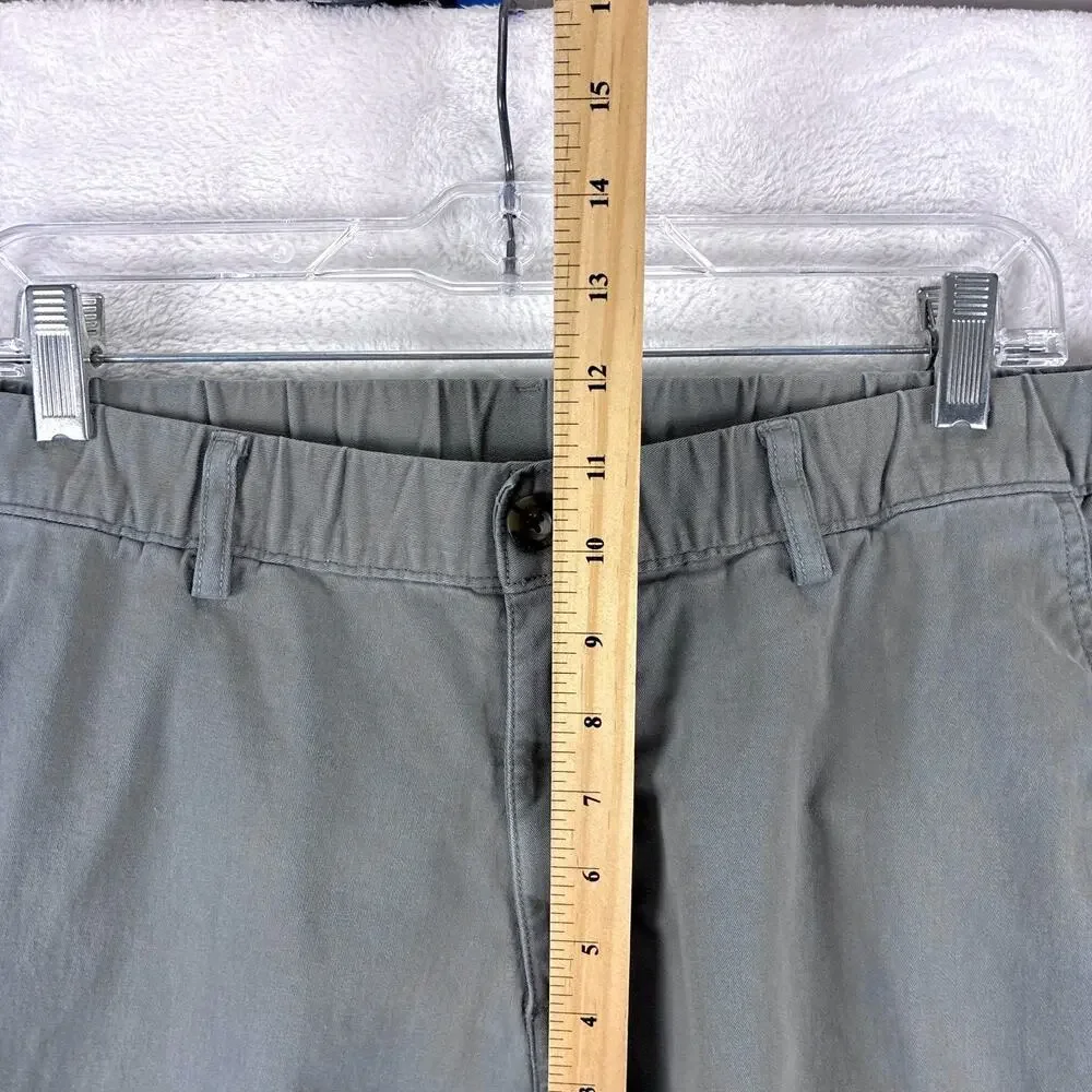 Bear Bottom Pants Mens L Tall Gray Pull On Elastic Waist Chino Preppy Classic